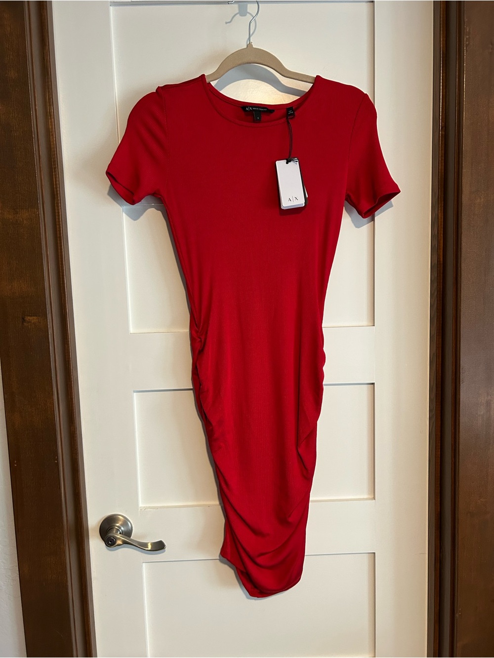 A/X ARMANI EXCHANGE Red ribbed Bodycon Dress Size Small New with tag